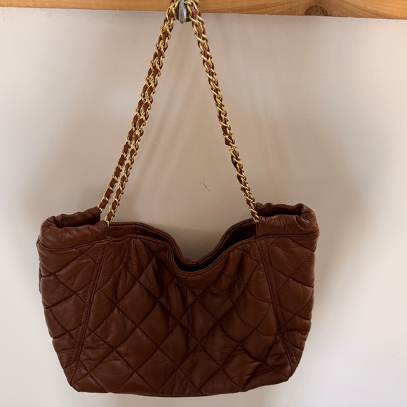 Handbags - Brown Quilted Shoulder Bag